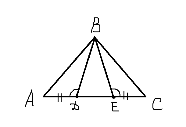 На стороне ad треугольника abc. На стороне АС треугольника АВС. Сторона АС. Треугольник аде равнобедренный. В равнобедренных треугольников ABC И D.